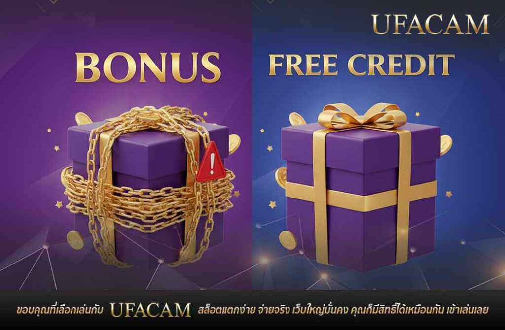 ภาพกล่องของขวัญเปรียบเทียบ โบนัสสล็อต กับเครดิตฟรี