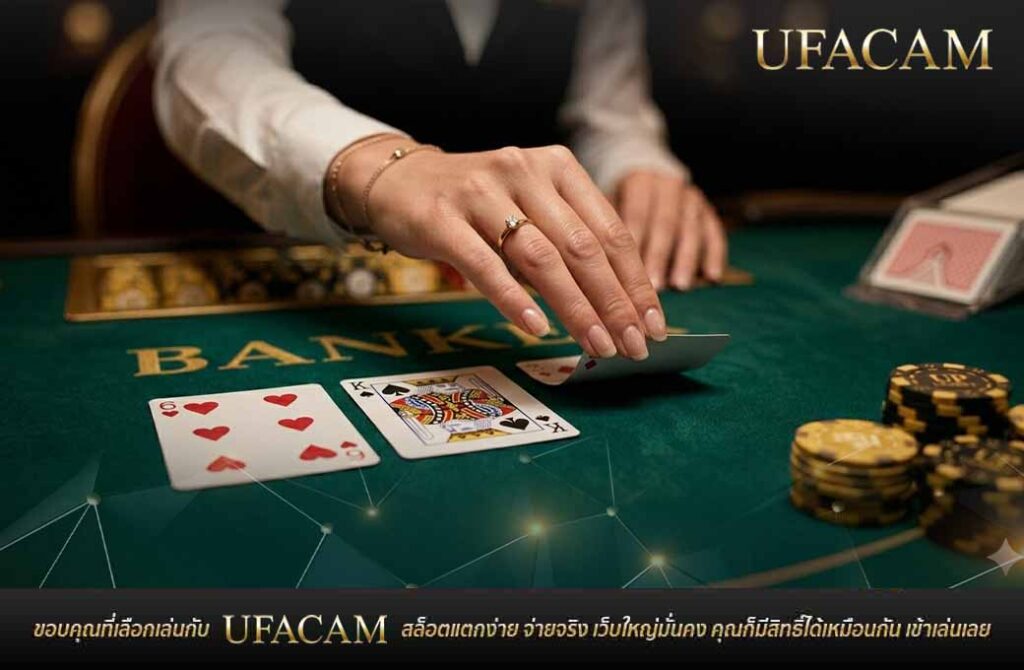 การจั่วไพ่ใบที่สามโดยดีลเลอร์ในเกม UFABET บาคาร่า ฝั่งแบงเกอร์